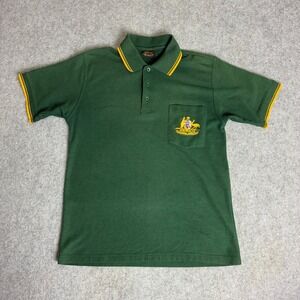 Australian Outback Mens Medium Green Polo Shirt Coat of Arms Embroidered Pocket